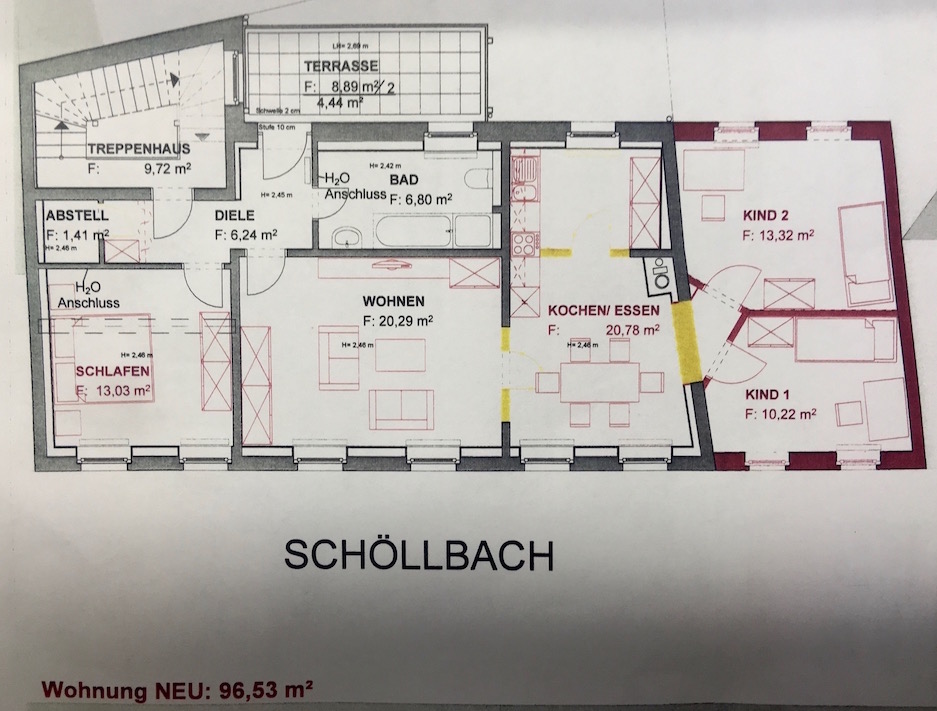 Grundriss 4-Raum Wohnung Schöllbach 1-5